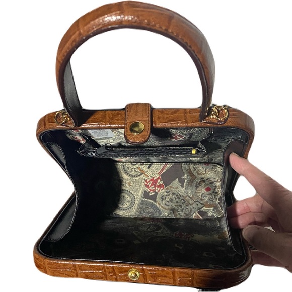 NWOT Belle Rose Leather Black with Brown Trim Hand Purse - Picture 4 of 7